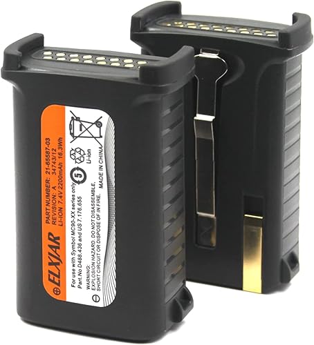 hflexgrad Paquete de 2 baterías de repuesto de 7.4V 2600mAh para escáneres Motorola y Symbol serie MC9000-GK, MC9050 MC9060 MC9090 MC9190 MC92N0