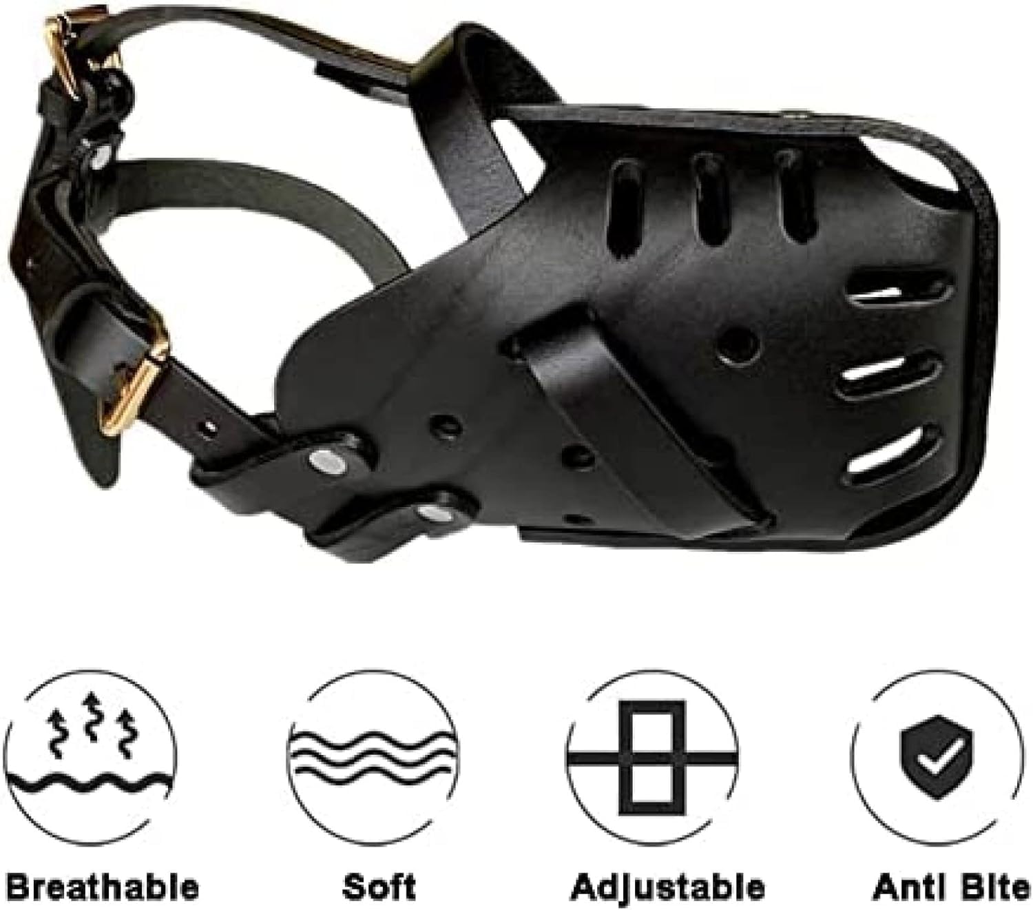 Muselière pour Chien Berger Allemand Malinois, Protège-Dents en Cuir pour Mordre, Mâcher, Mâcher, Respirant, Réglable pour Chiens De Taille Moyenne,Pleasant63