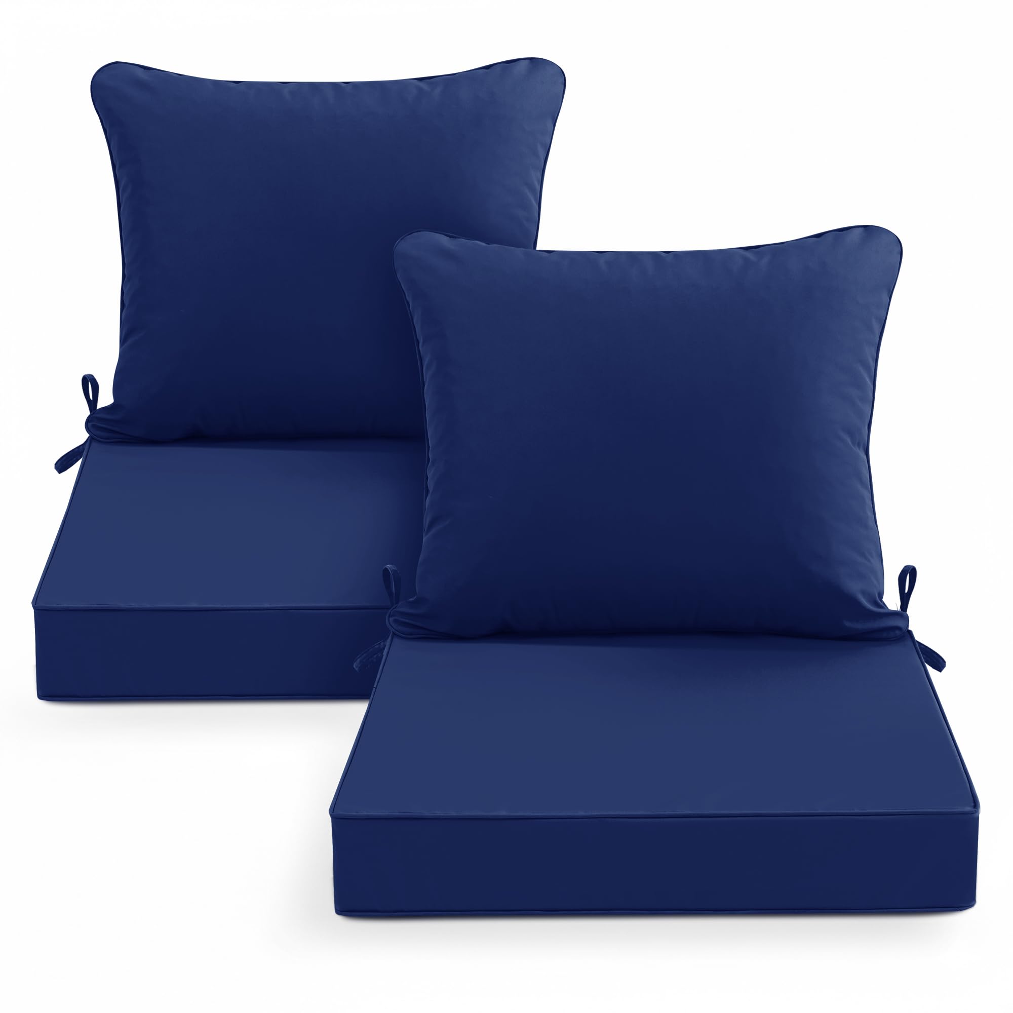 Photo 1 of Summsun Patio Chair Cushion Set with Removable Cover, Waterproof Backrest and Seat Cushion Set Replacement for Outdoor Furniture, 19 x 19 Inch, Navy, Set of 2
