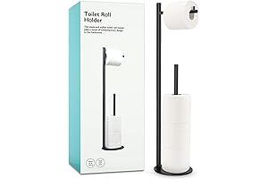 Premium Standing Toilet Paper Holder with Reserve and Storage