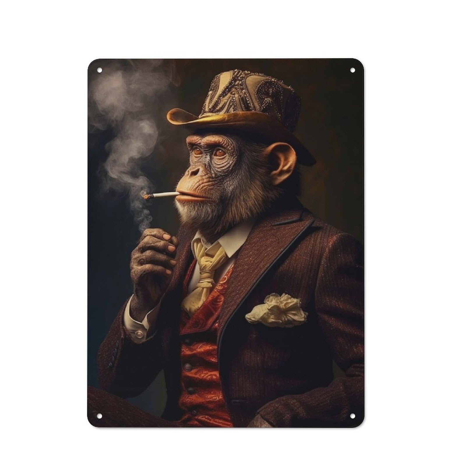 Smoking Monkey Vintage-inspired Tin Sign 40x30cm for Garage Or Workshop, for Vintage Wall Decor Fans, for Metal Sign Collectors