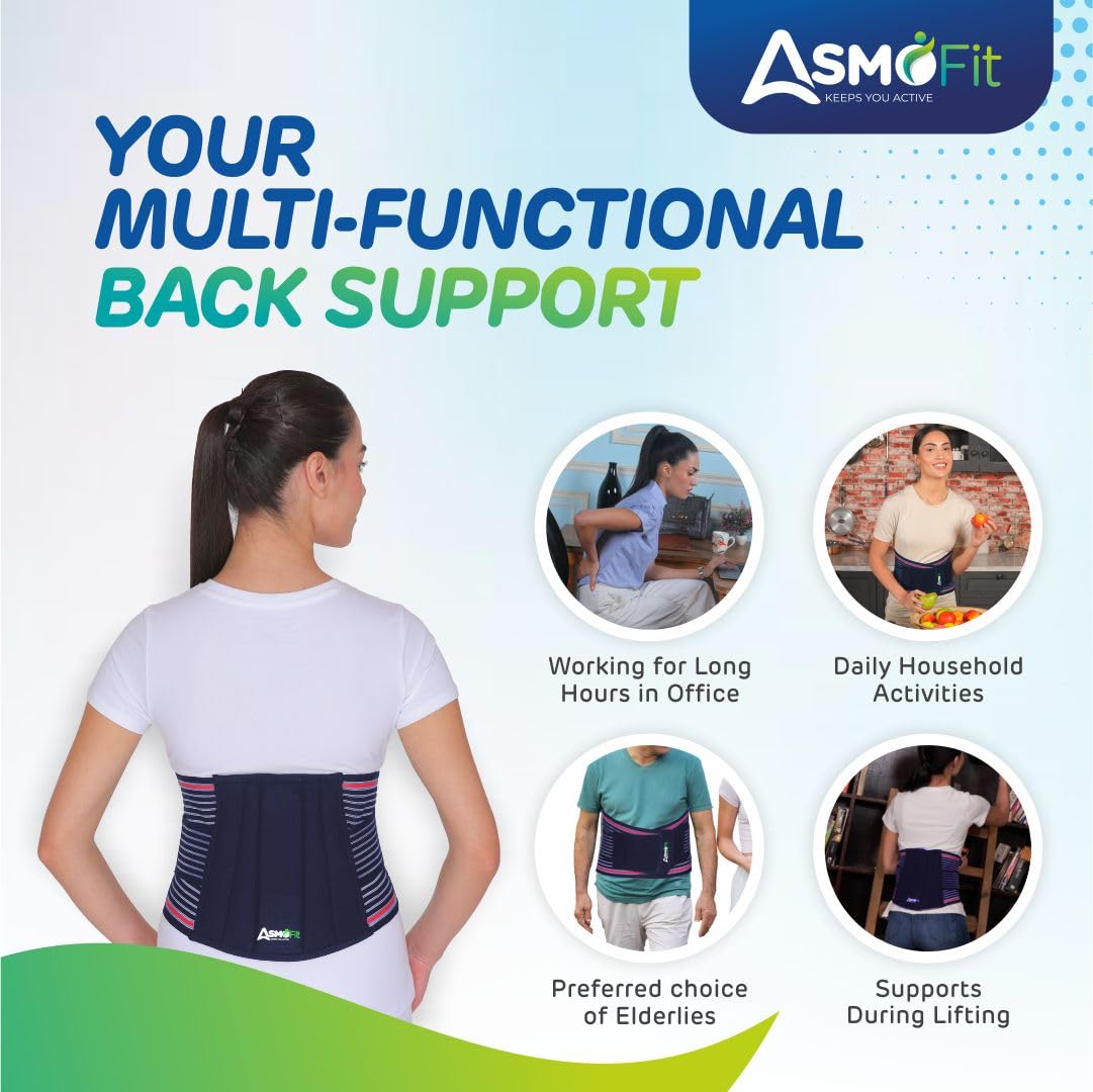 Asmofit Lumbar Sacral Belt for Lower Back Pain Relief | Adjustable Back Support Belt for Waist Support & Injury Recovery | Lumbo-Sacral Belt for Men & Women -Pink (28-44 Inches,Universal) - Image 6 thumbnail