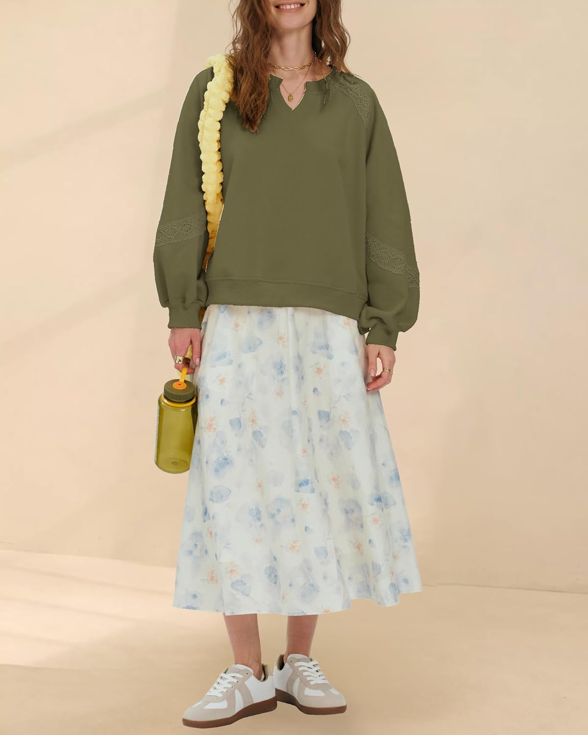 Gacaky Sweatshirt for Women Oversized Fleece Embroidered Crochet Cropped Pullover Tops Fall Fashion Outfits Clothes - Image 5