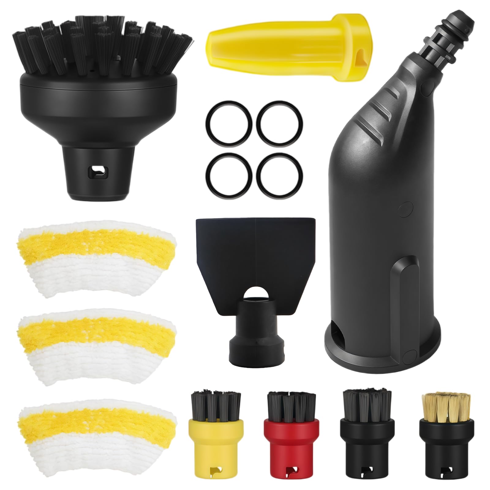 Scettar15-teiliges Dampfreiniger Zubehör, kompatibel mit Kärcher SC1-5/SC7/CTK10/CTK20, inkl. Rundbürsten-Set, Düsen, O-Ringe und Tuchbezug – effizientes Dampfreinigungsset für Kärcher Fensterreiniger