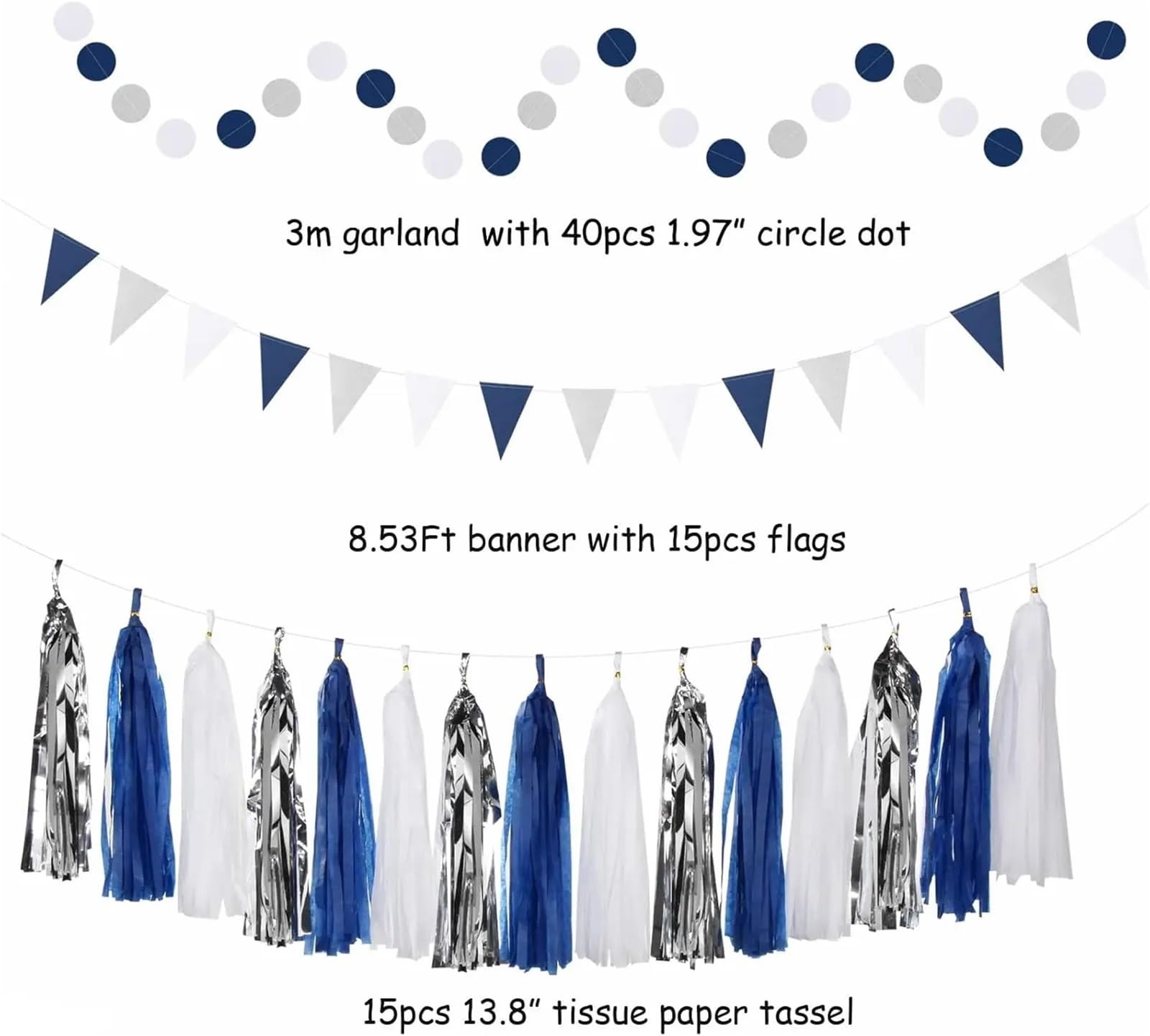 Seidenpapier Pompons Papierfächer Pom Poms Quaste | 33 Stück Girlande Wimpel Banner Waben for Hochzeit Geburtstag