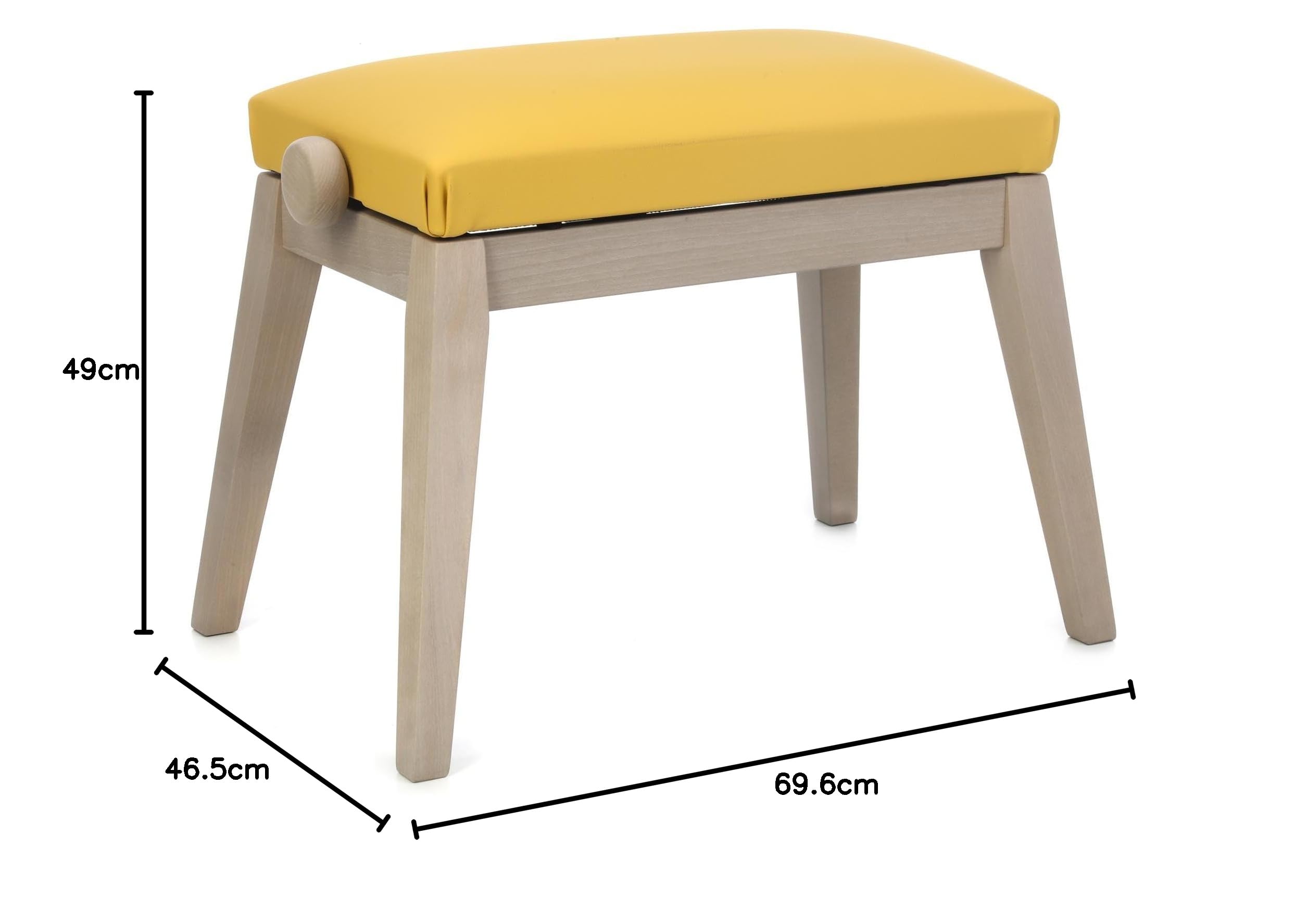 K&M - Sgabello per piano, grigio beige, seduta in sumilcuoio gialla