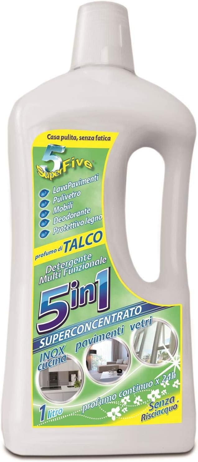 KIT ROTOMOP + DETERGENTE MULTIFUNZIONE 1lt + DETERGENTE MULTIFUNZIONE profumo di Talco 1lt - 5IN1 Pavimenti Brillanti, Cucina, Mobili, Vetri