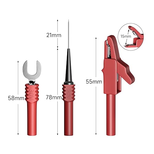 Miniatura 10 de Goupchn 5PCS Banana Plug Silicone Test Leads Kit 4mm Fully Insulated Safety Shrouded Stackable Banana Plug with Alligator Crocodile Clips Test Fork