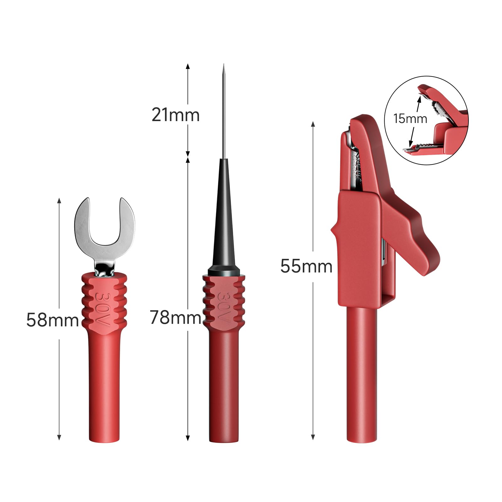 Kit di cavi di prova in silicone a banana, 4 mm, completamente isolati, 40 pezzi | Rivestito di sicurezza, impilabile, con morsetti a coccodrillo per test elettrici
