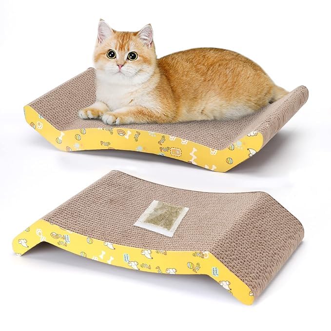 PSK PET MART Durable Double Sided Cardboard Scratcher with Catnip Scratcher Lounge Couch Scratch Pad Suitable for Cat Indoor Playing - Multicolor (Pack of 2) (B0CPSHYVM8) Amazon Price History, Amazon Price Tracker