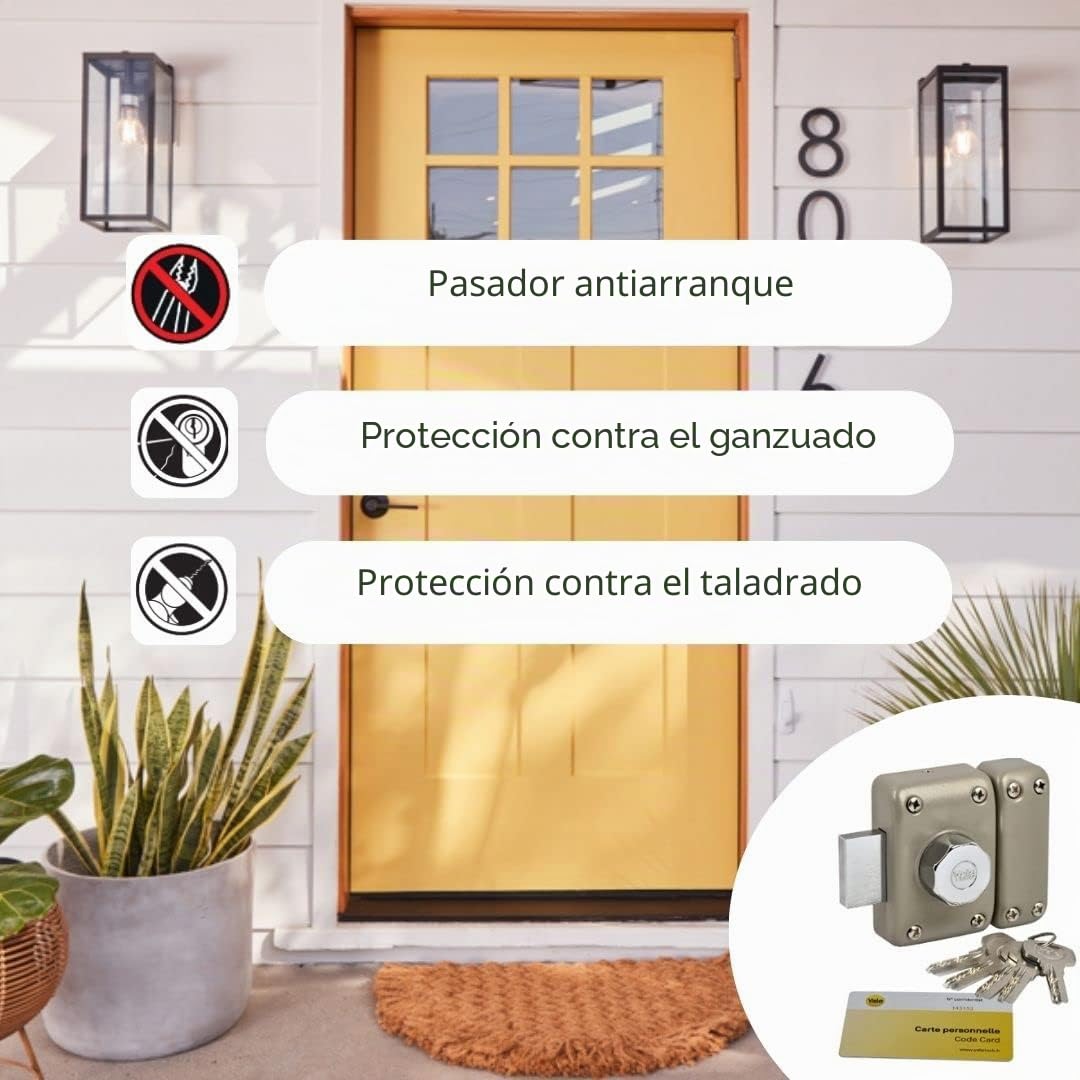 YALE - YV26BT-40 Verrou bouton et cylindre 6 goupilles diametre 23 mm - longueur 40 mm - 5 clés réversibles - beige