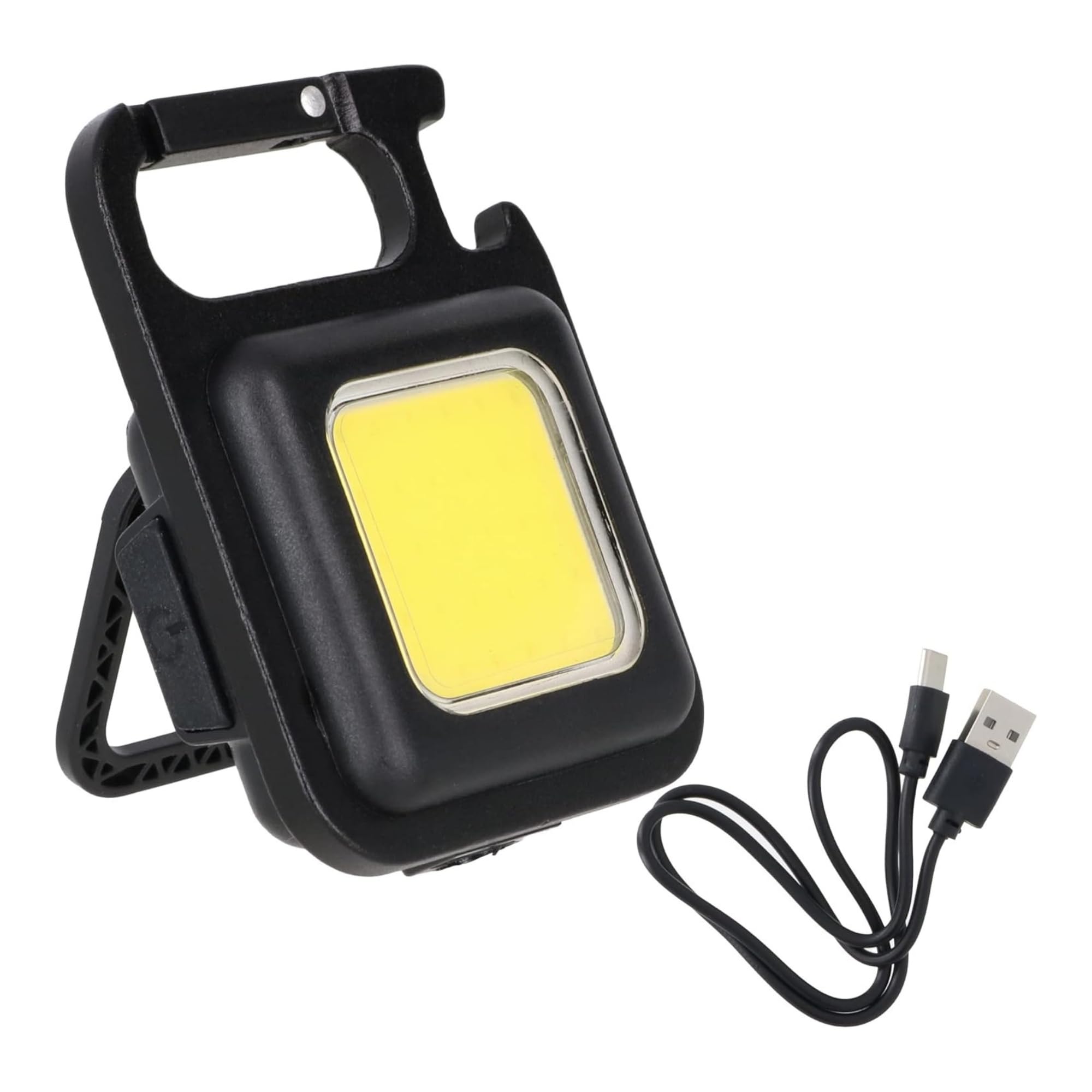 高儀(Takagi) EARTH MAN 3.7V 充電式 大光量 450ルーメン コンパクト LED ライト ブラック HLT-6LIBK USB充電式 USBケーブル Type-c 強力 マグネット付き カラビナフック 可動式スタンド 三脚取付穴 作業ライト COBライト 夜間作業 照明 作業灯 投光器 小型ライト 防災 高儀 たかぎ TAKAGI
