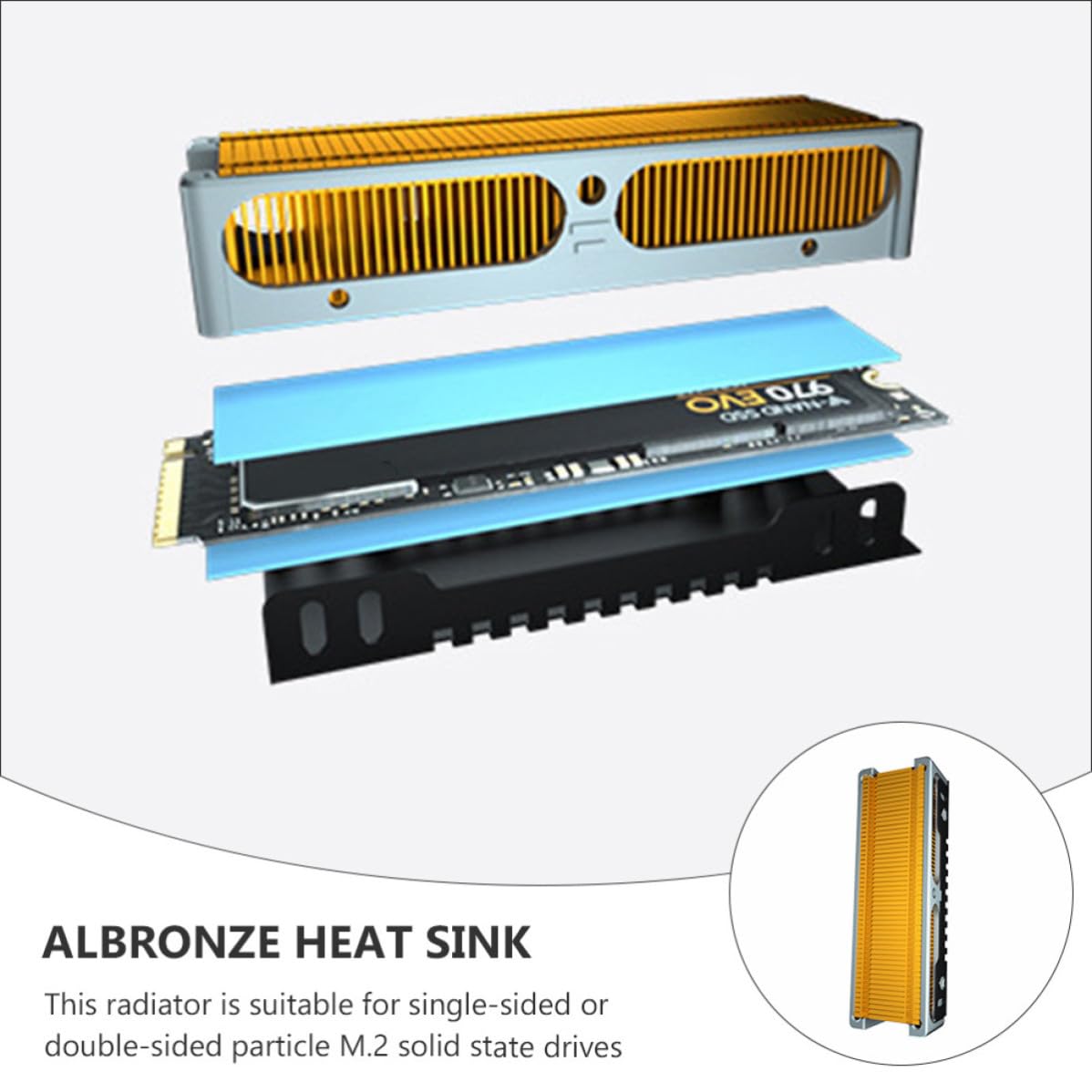 Albronze SSD Kühlkörper für M. 2 Solid State Drive, Gold