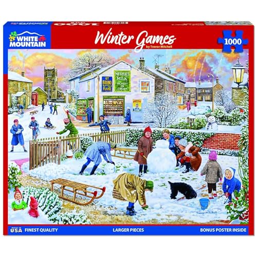 White Mountain 1791PZ Winter Games Christmas Puzzles 1000 Pieces Jigsaw Puzzle thumb #1