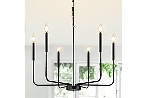 Six-Light Chandelier: Rustic Industrial Candle Lighting for a Timeless Ambiance