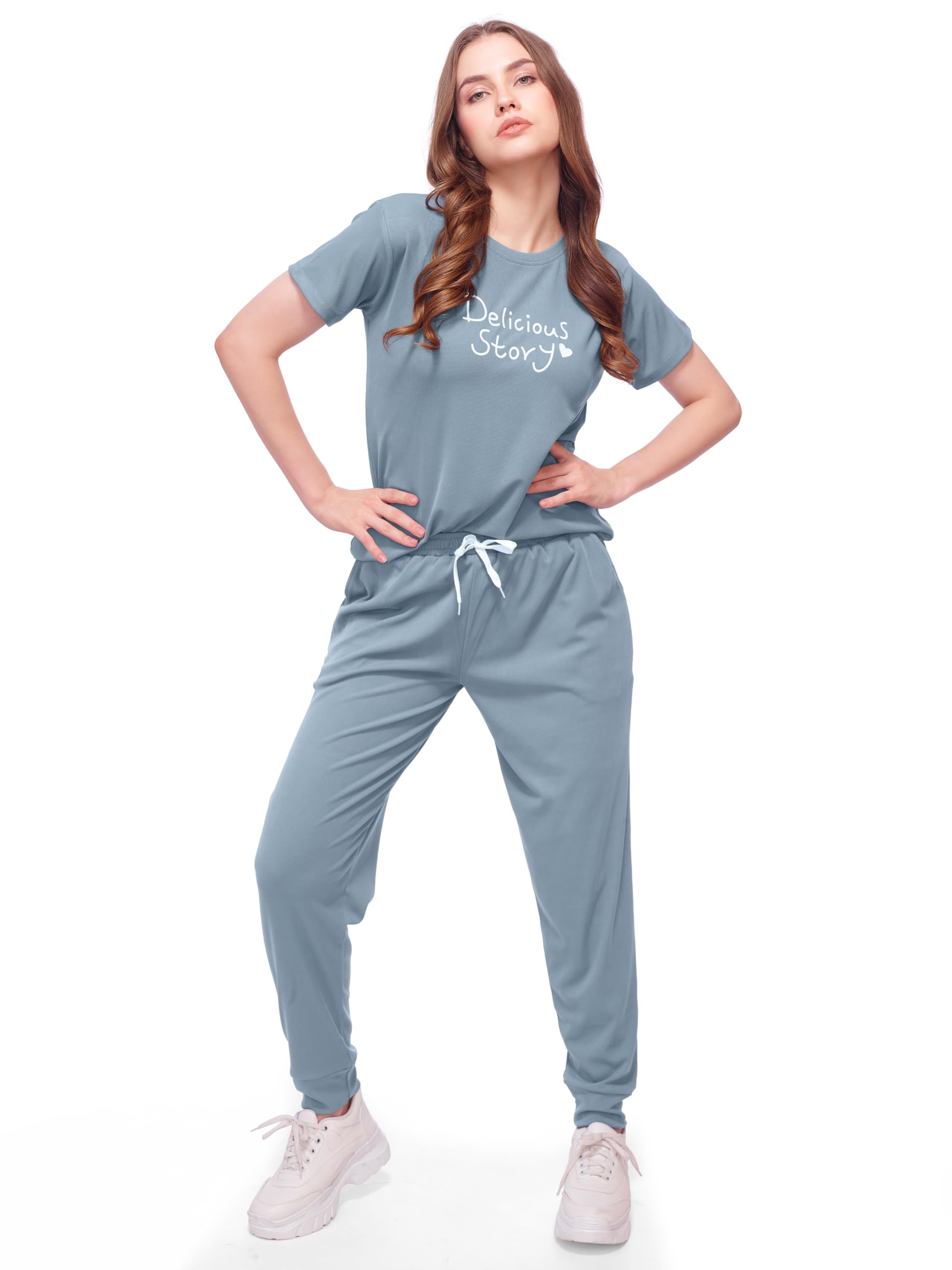 Women's Delicious Story Solid Poly Spandex Track Suit Set-image-41