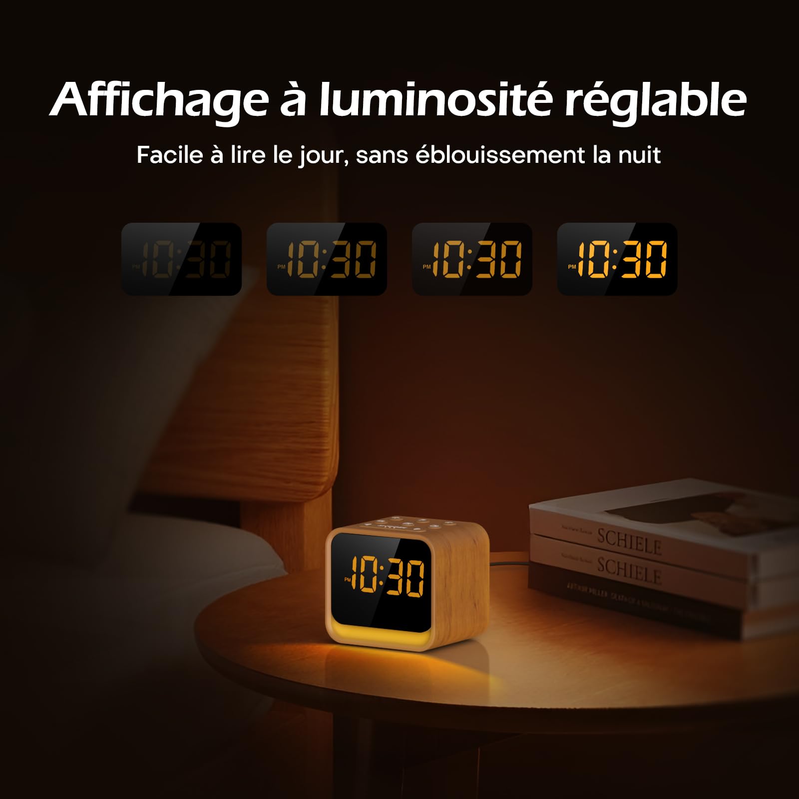 Reacher Radio réveil FM, Machine à Bruit Blanc avec 24 Sons apaisants, écran à luminosité réglable, 9 Sons d’Alarme, veilleuse 7 Couleurs, minuterie de Sommeil, Snooze, réveil Matin numérique Chambre