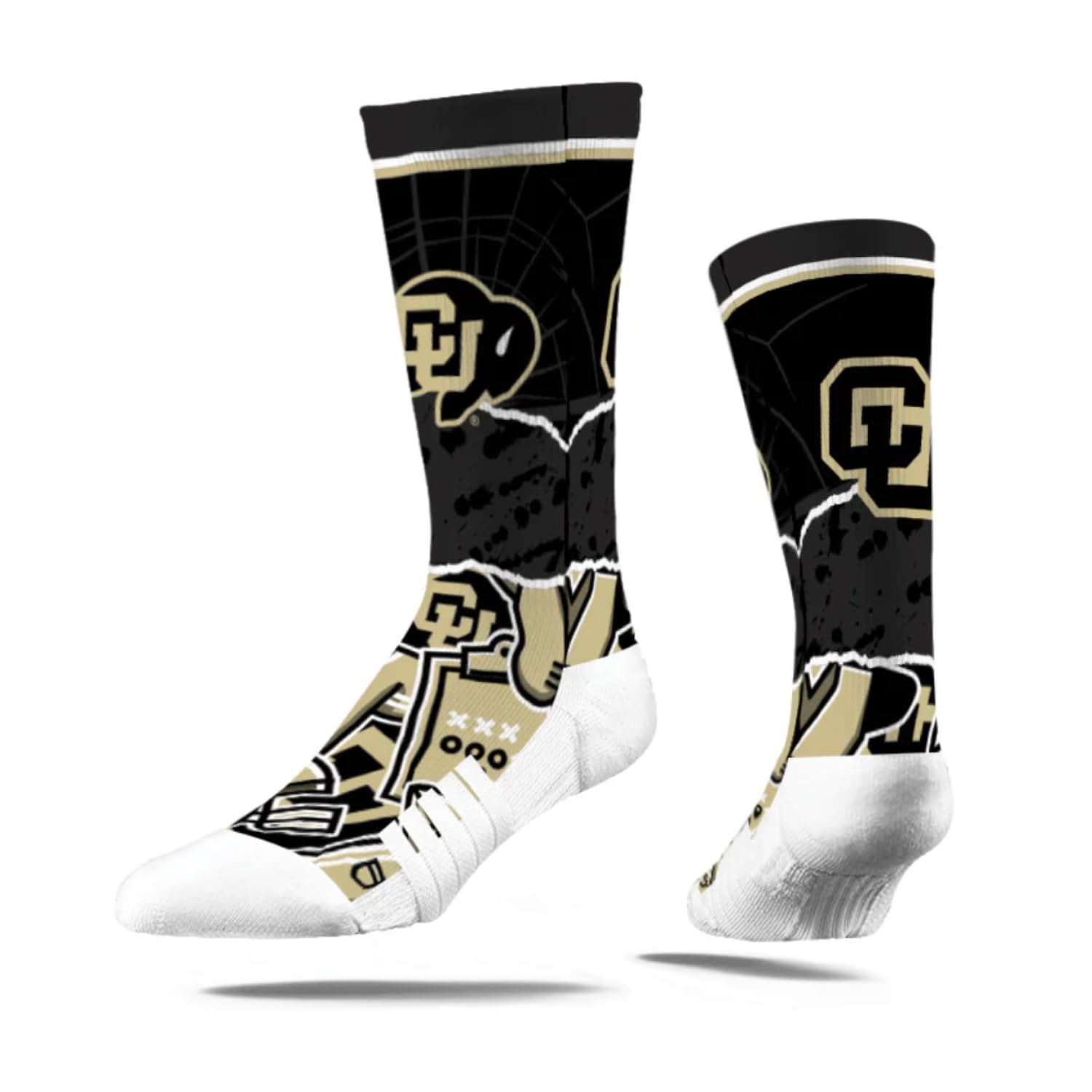 Strideline Colorado Buffaloes Tear-Out Logo NCAA Licensed Crew Socks - Blue (M-L)
