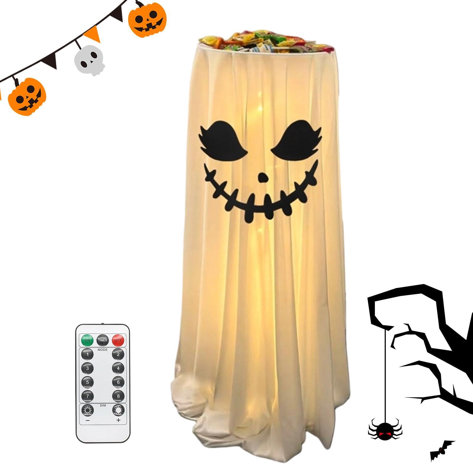 Halloween Ghost 81,3 cm luci LED, funzionamento a batteria con ciotola per