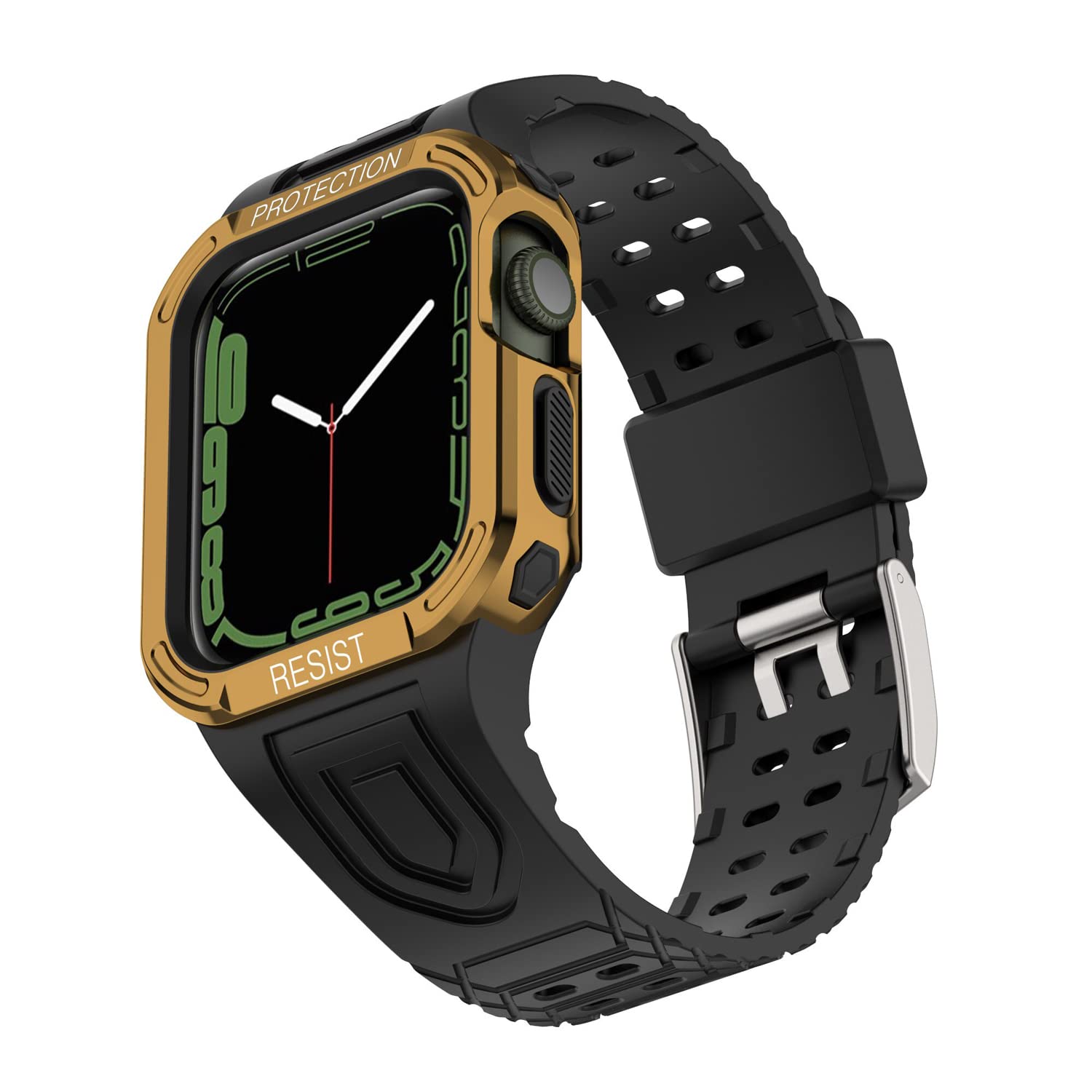 Kapa Rugged Band Compatible with Series 9/8/7 (41mm), SE2/SE/6/5/4 (40mm) Adjustable Military Protection Wrist Strap Bumper Case (Black, Gold) (B0BSH61FPZ) Amazon Price History, Amazon Price Tracker