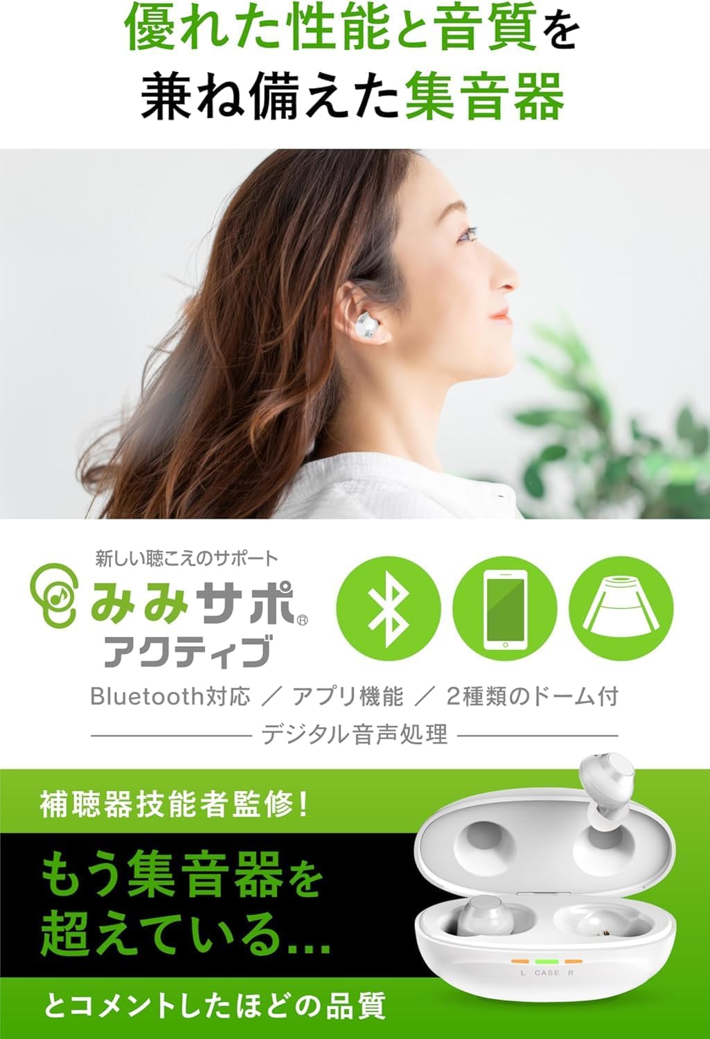 Amazon.co.jp: プレミアム集音器[ みみサポ アクティブ ]+メガネ型拡大