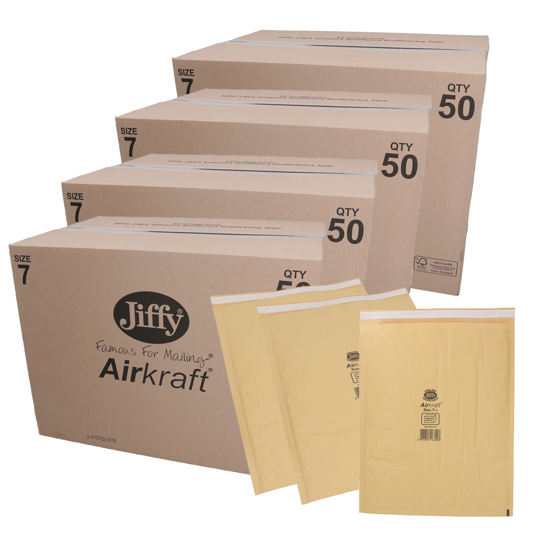 200pk Genuine Gold Jiffy Bag Airkraft Bolle Imbottito Mail Bag Busta Misura 7