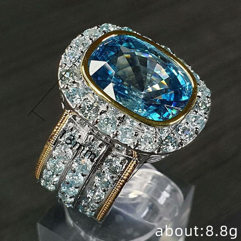 Sapphire Ring Oval Shape Birthstone Gemstone White Gold Plated or Yellow Gold Plated 925 Sterling Silver Engagement Ring Diamond Co Simulated Blue Sapphire & Cubic Zirconia Size 9 - Image 5