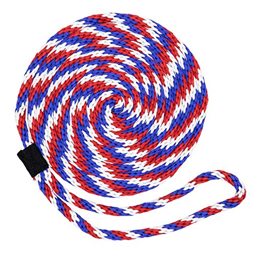 SGT KNOTS Solid Braid Polypropylene Dock Lines - All Purpose Marine Docking Ropes for Boat/Boats (1/2" x 15ft, 2 Pack, RedWhiteBlue)