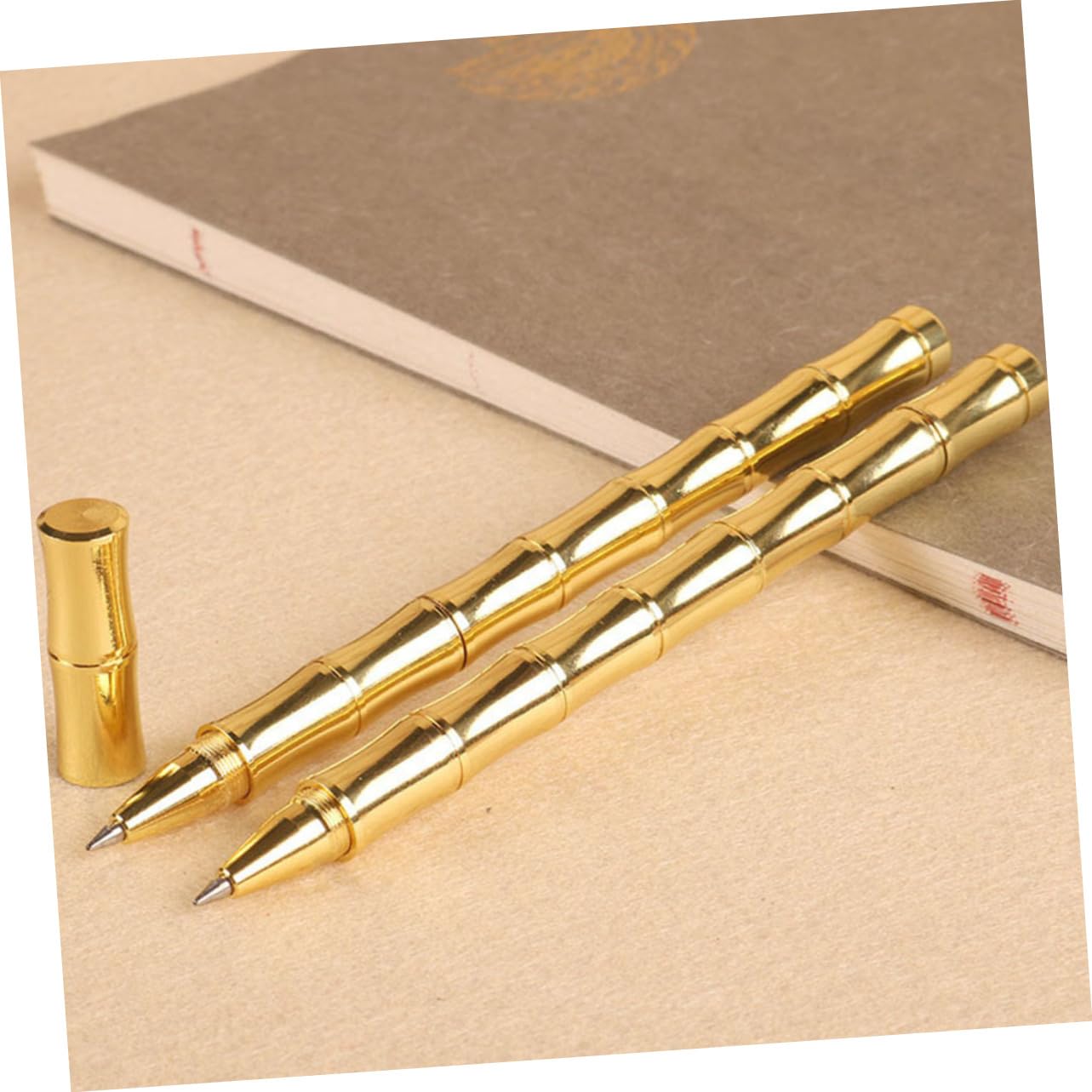 SHINEOFI Juego De 4 Bolígrafos De Firma De Bambú Neutros Bolígrafo De Tinta Estilográfica Bolígrafo Negro Suministros Creativos De Oficina Latón Dorado 2 Unidades 2 piezas x 4