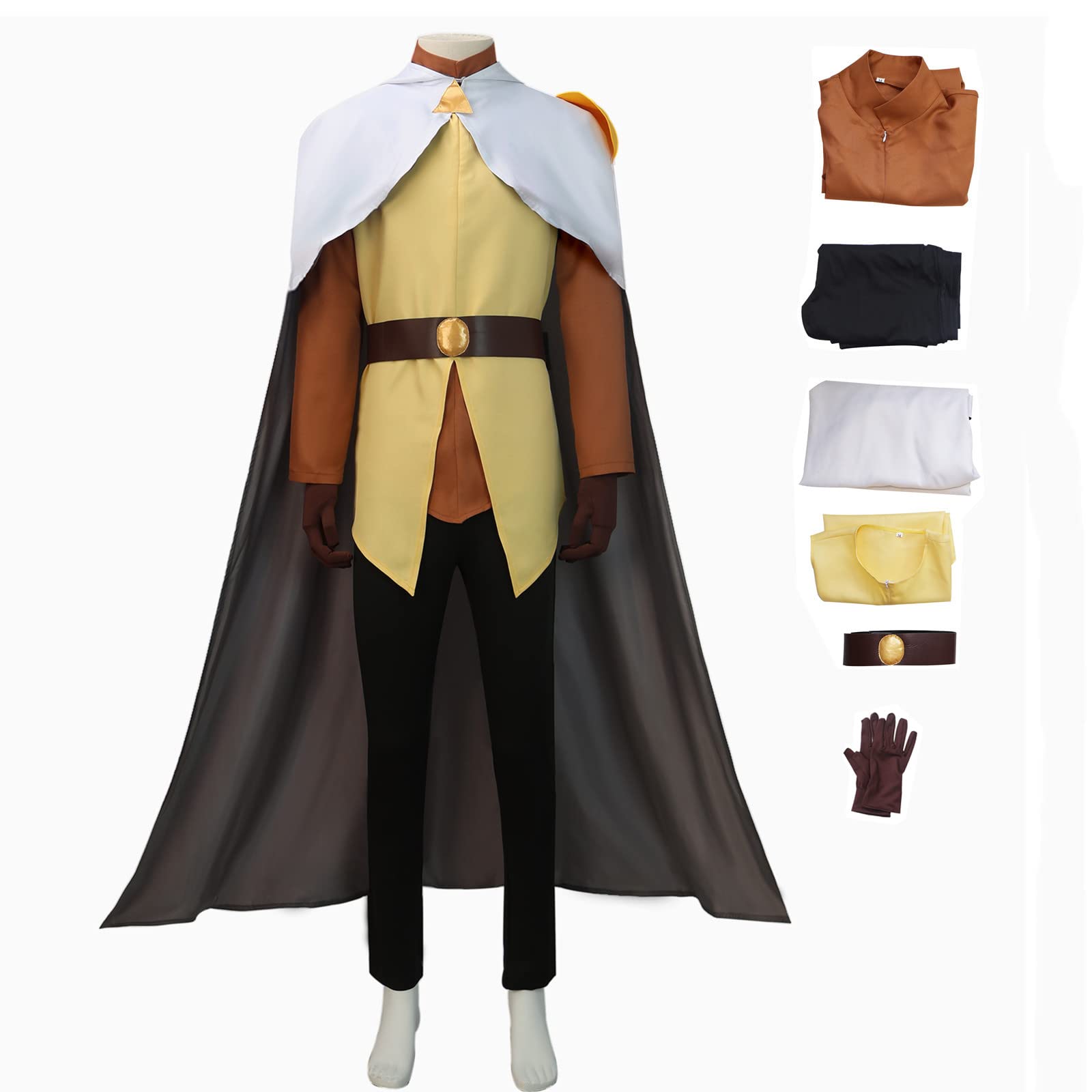 Adult The Owl Hunter' Costume Golden Guard Cosplay 6PCS Outsuit with Cape for Halooween Fullset