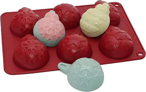 X-Haibei Molde de silicona navideño para bombas de cacao, jabón y resina, formas de bolas, estrellas y copos de nieve para chocolate, decoración de