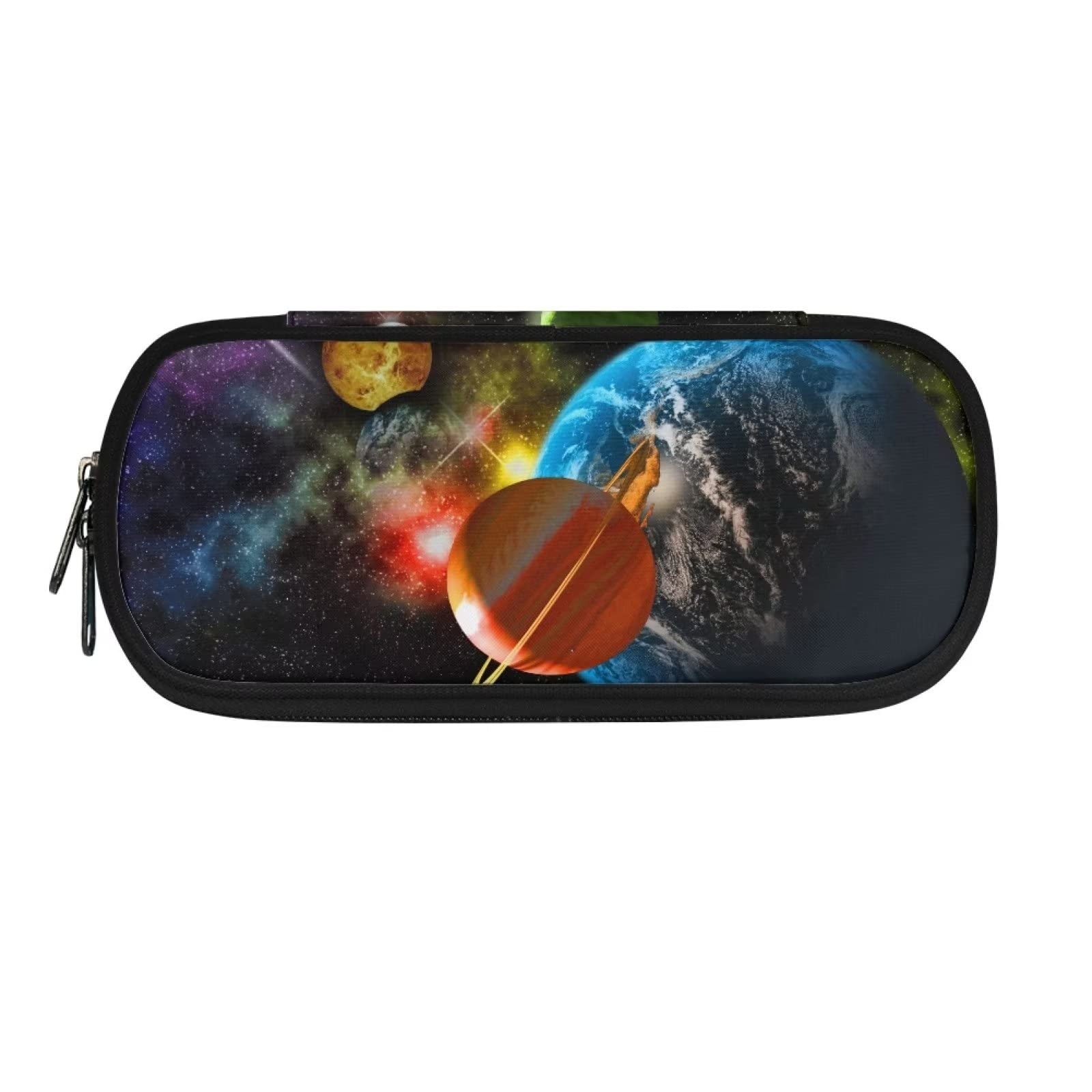 HUGS IDEA Galaxy Planets Durable Zipper Pencil Case for Boys and Girls Big Capacity Pencil Case Zipper Pen Case Stationery Organizer School Supplies Pencil Case for Teen — image 1