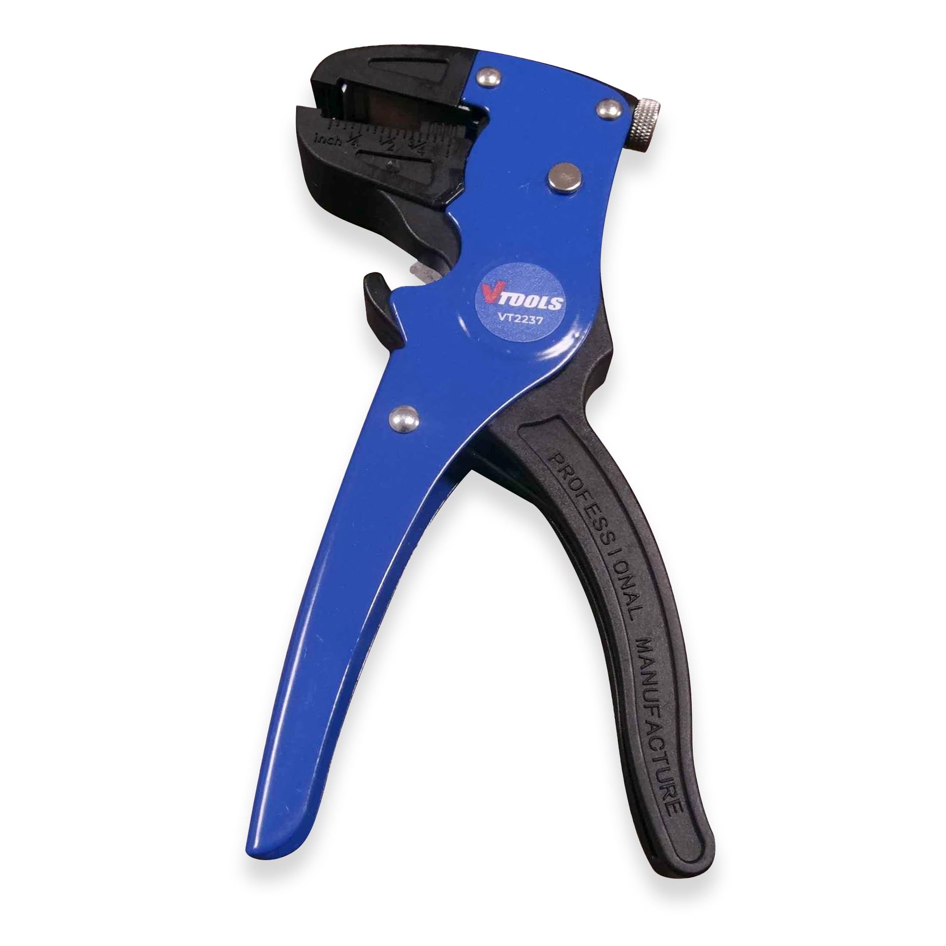 VTOOLS 6.5 Inch Wire Stripper Cutter, Steel With Comfortable Handle, Cutting Pliers Tool for Wire Stripping, Cutting and Crimping, Blue, VT2237