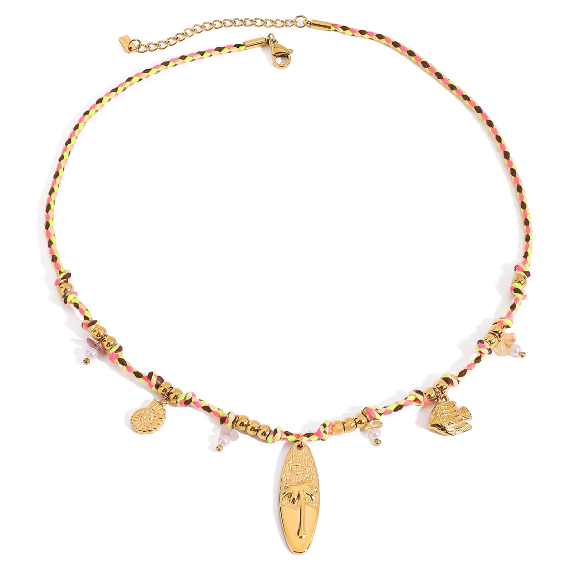 CUFELMU Boho Fish Necklace for Women - Blue Natural Stone Fish Pendant Necklace, Bohemian Beach Jewelry Colourful Jewelry for Summer Vacation