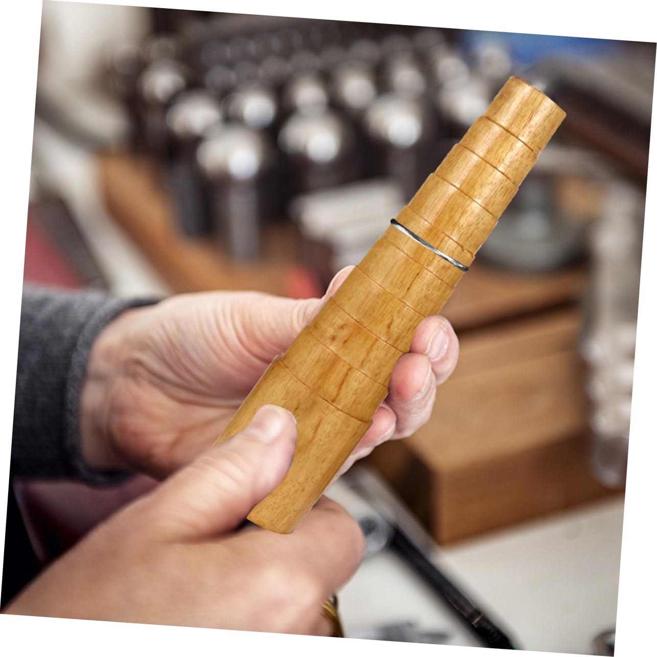 DOITOOL Wood Round Bracelet Bangle Mandrel Jewelry Making Tool for Bracelet Sizing and Repair Stepped Design for Precise Forming and Shaping Natural Wood Finish