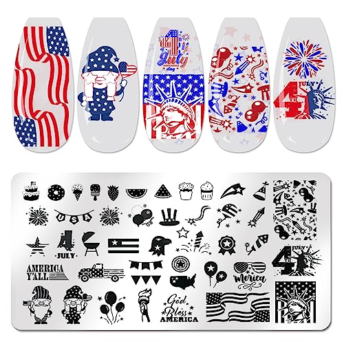 Xeaohesy XMB018 6Pcs Independence Day Nail Stamping Plates For Nails Patriotic Nail Stamping Kit 4Th Of July American Flag Stars Statue Of Liberty Image Plates Nail Stamper Plates thumb #4