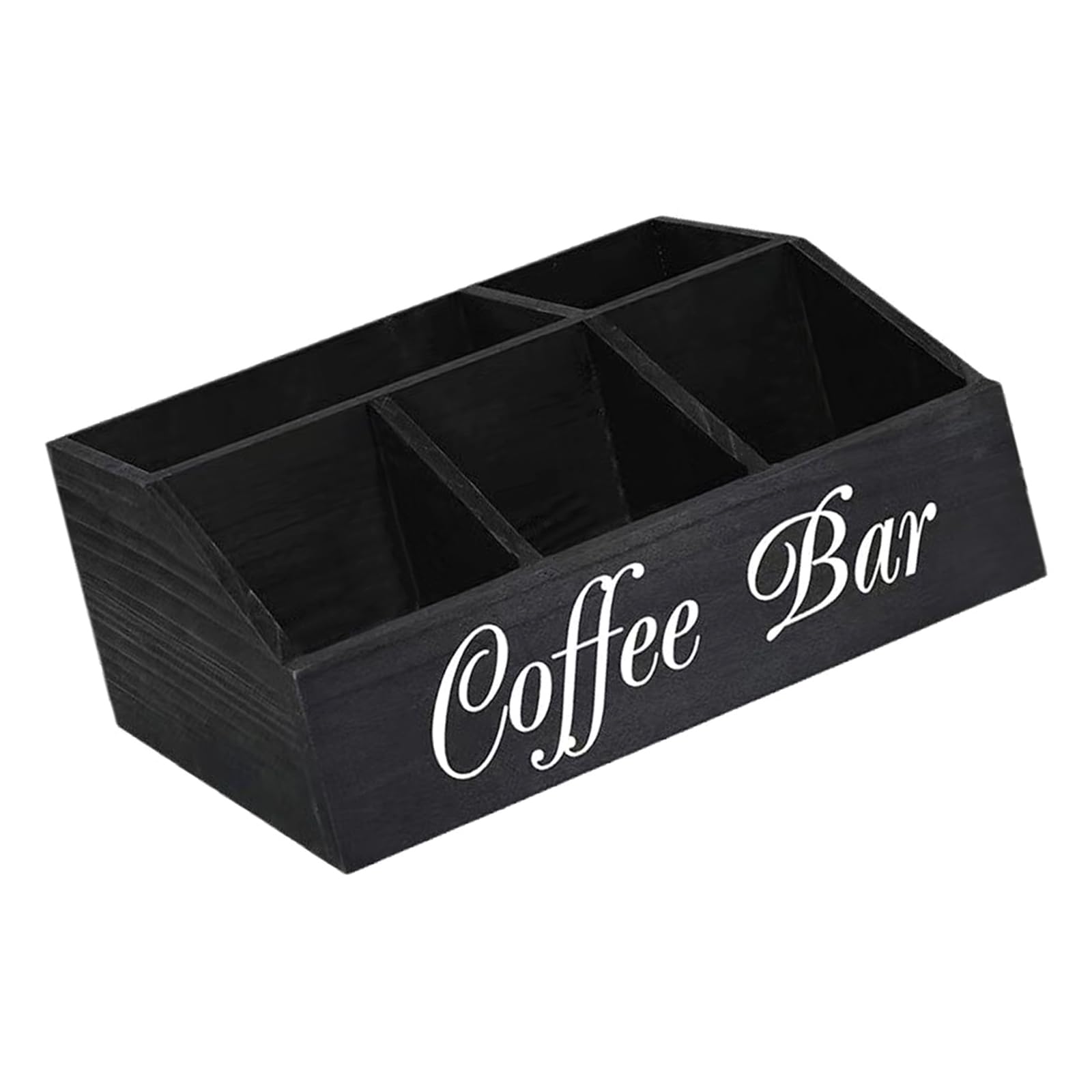 YROHGKPN Wooden Coffee Accessories Box for Pods Cups Spoons Multi Layer Compartment Storage Case for Home Use Black Coffee Accessories Organiser with Drawer