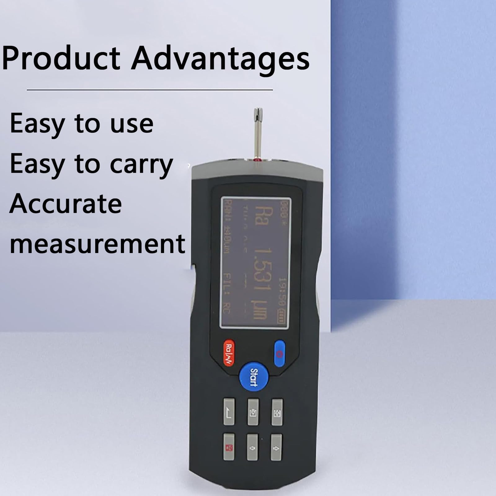 Rugosimètre numérique Portable avec écran LCD, rugosimètre métaux, Plage de Mesure ra : 0,025 µm à 12,5 µm, précision de Mesure : 0,001 µm, Rechargeable. White