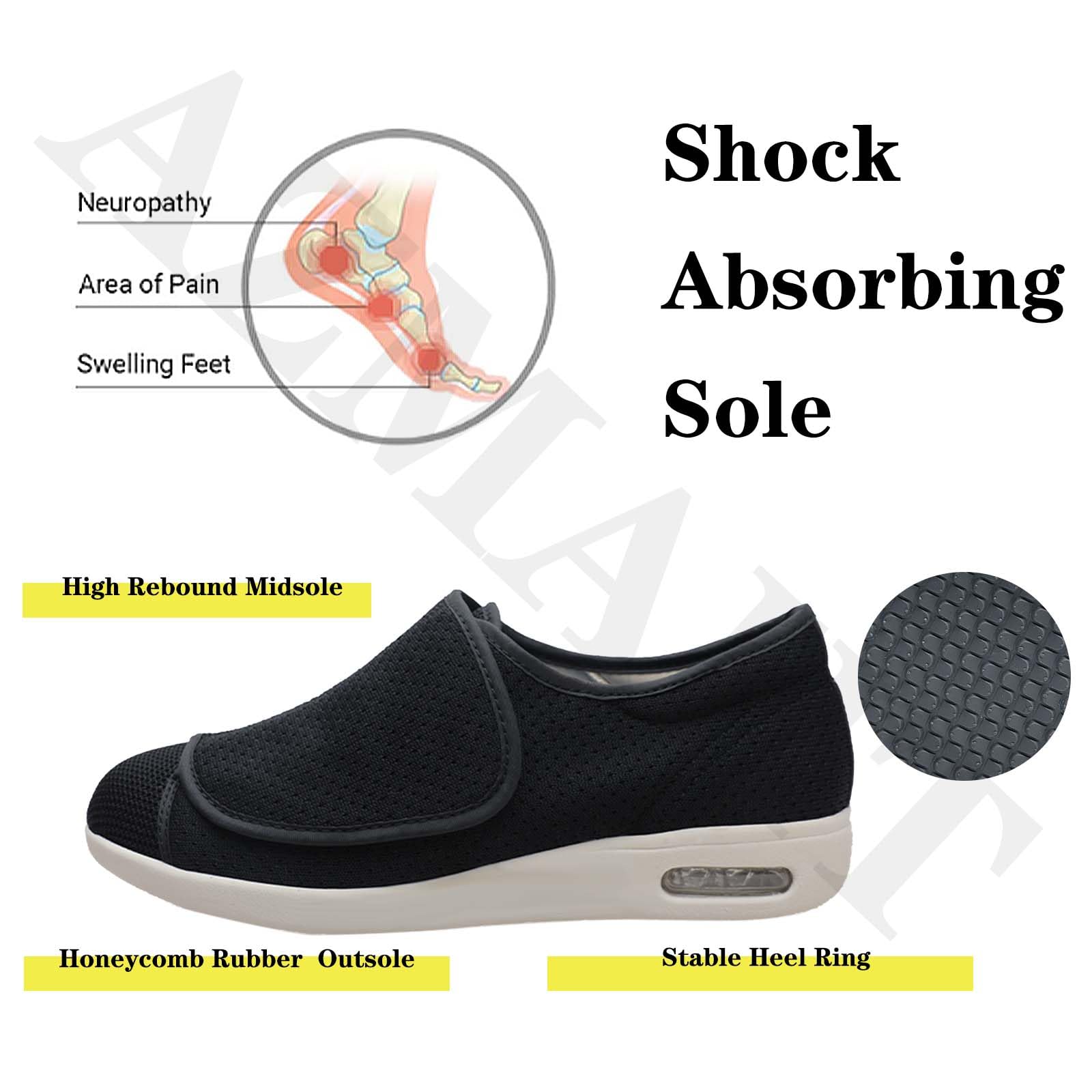 Zapatos Ortopédicos Fascitis Plantar Zapatos Osteoartritis Hombre Zapatillas de Deporte Zapatos Sanitarios Zapatos Diabético Soporte ortopédico para el Arco,Dark Grey,43 EU