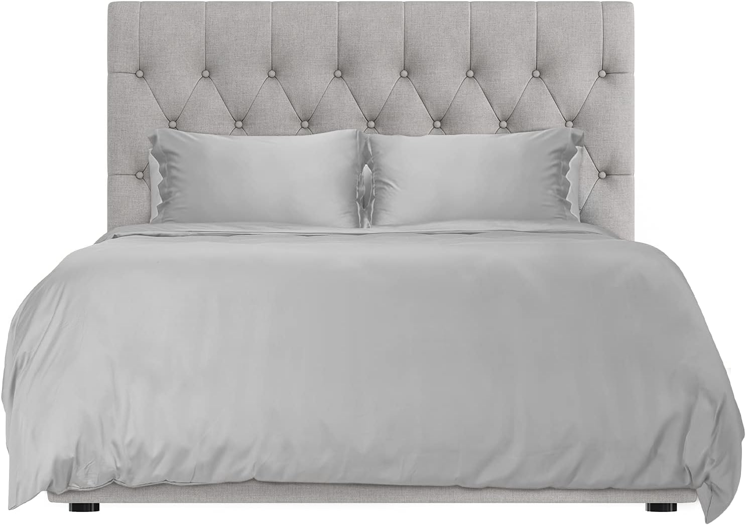 Hotel Sheets Direct 100% Duvet Cover 3 Piece Set - Better Than Silk - 1 Duvet Cover, 2 Pillow Shams with Corner Ties and Zipper Closure (King, Grey)