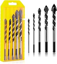Homdum Masonry Drill Bits 5 Size Tungsten Carbide Drill Bit Set Multi-Material Drill Bits for Porcelain Ceramic Tile Concrete Brick Wall Glass Mirrors Plastic Masonry and Wood (5mm to 12mm)