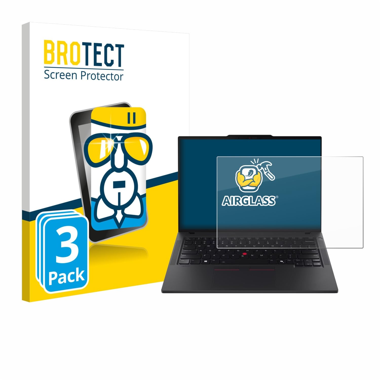 BROTECT 3 Stück Schutzglas für Lenovo ThinkPad T14 Gen 6 Schutzfolie Panzer Folie Glas[Extrem Kratzfest 9H, Anti-Fingerprint, Ultra-Transparent]