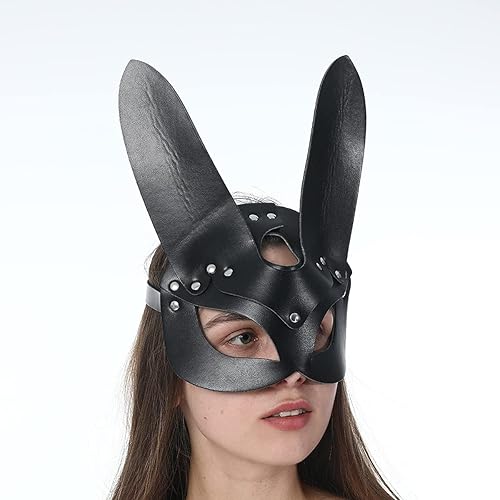 Miniatura 6 de Máscaras de cuero para mujeres máscara de conejo máscara de cuero de conejo y gato máscara para fiesta de mascarada máscara de media cara para