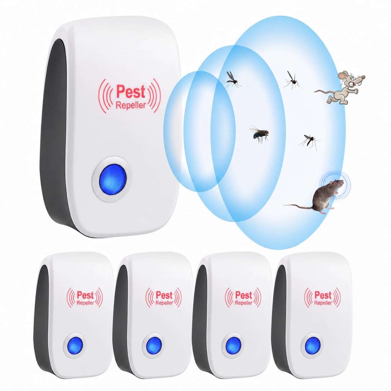 Repelente Ultrasónico de Plagas, Anti Mosquitos Eléctrico para Anti Moscas, Cucarachas, Arañas, Ratones y Hormigas, Antimosquitos Electrico, Auyentadores de Ratones Potente