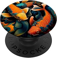 Vista 1 de Koi Fish Surrealismo Patrón Estanque Peces Koi Decoración del Hogar PopSockets Intercambiables PopGrip