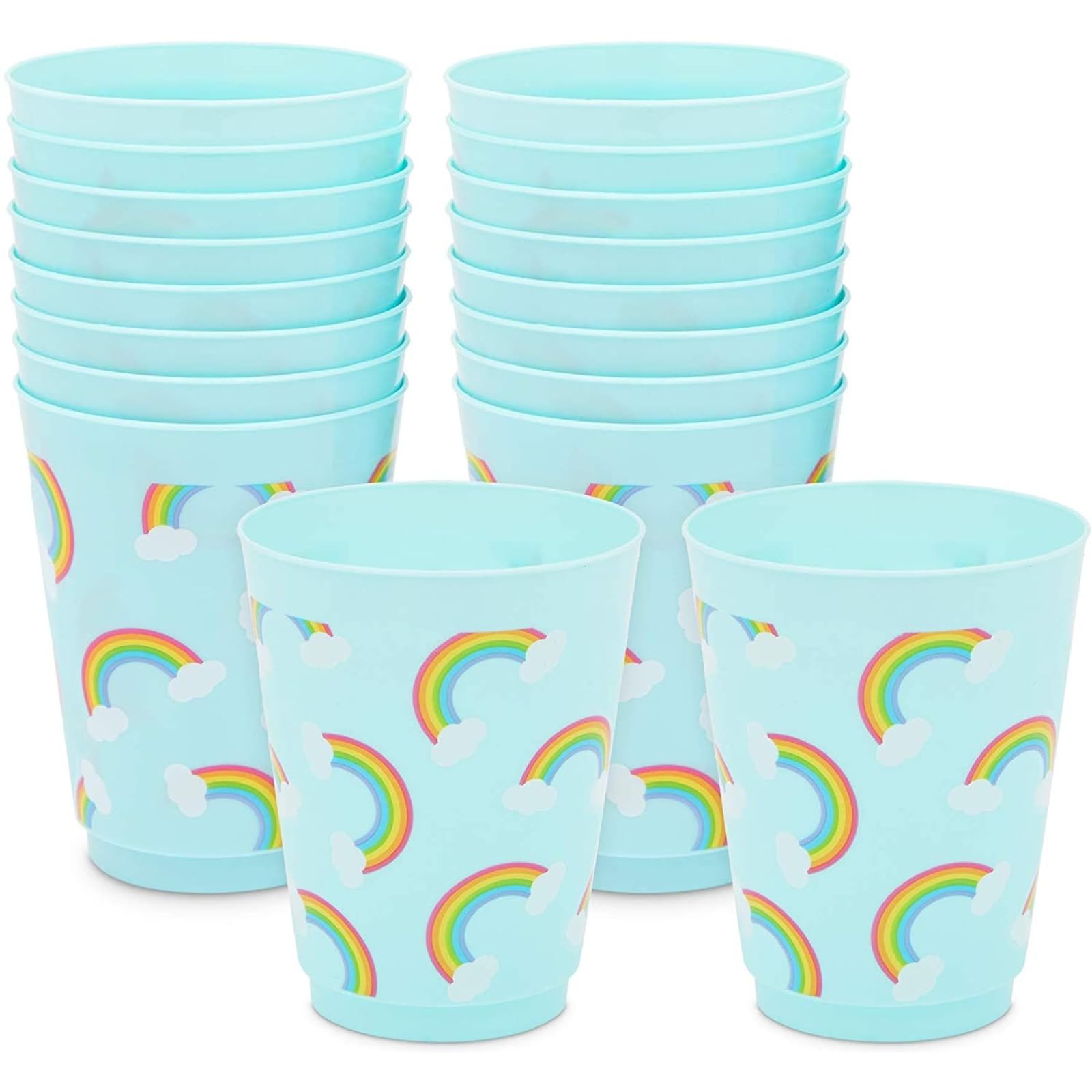 Sparkle and Bash Plastic Cups - 16Oz Blue Pack of 16 - Pastel Cups Bulk - Kids Party Favor Tumblers