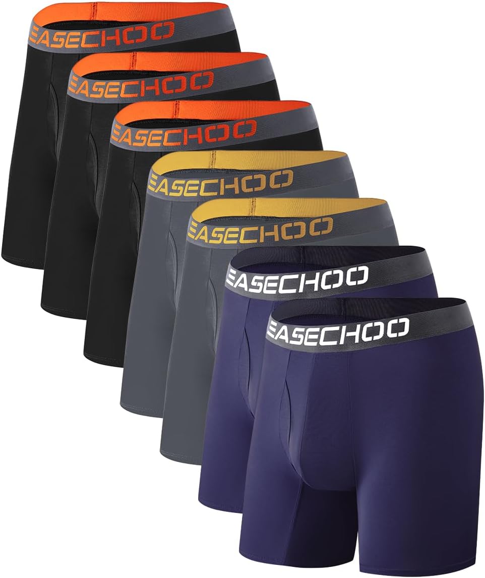 Men's Underwear,Rayon Made from Bamboo Men Boxer Briefs,Ultra Soft,Breathable,No Riding Up Leg,7 Pack