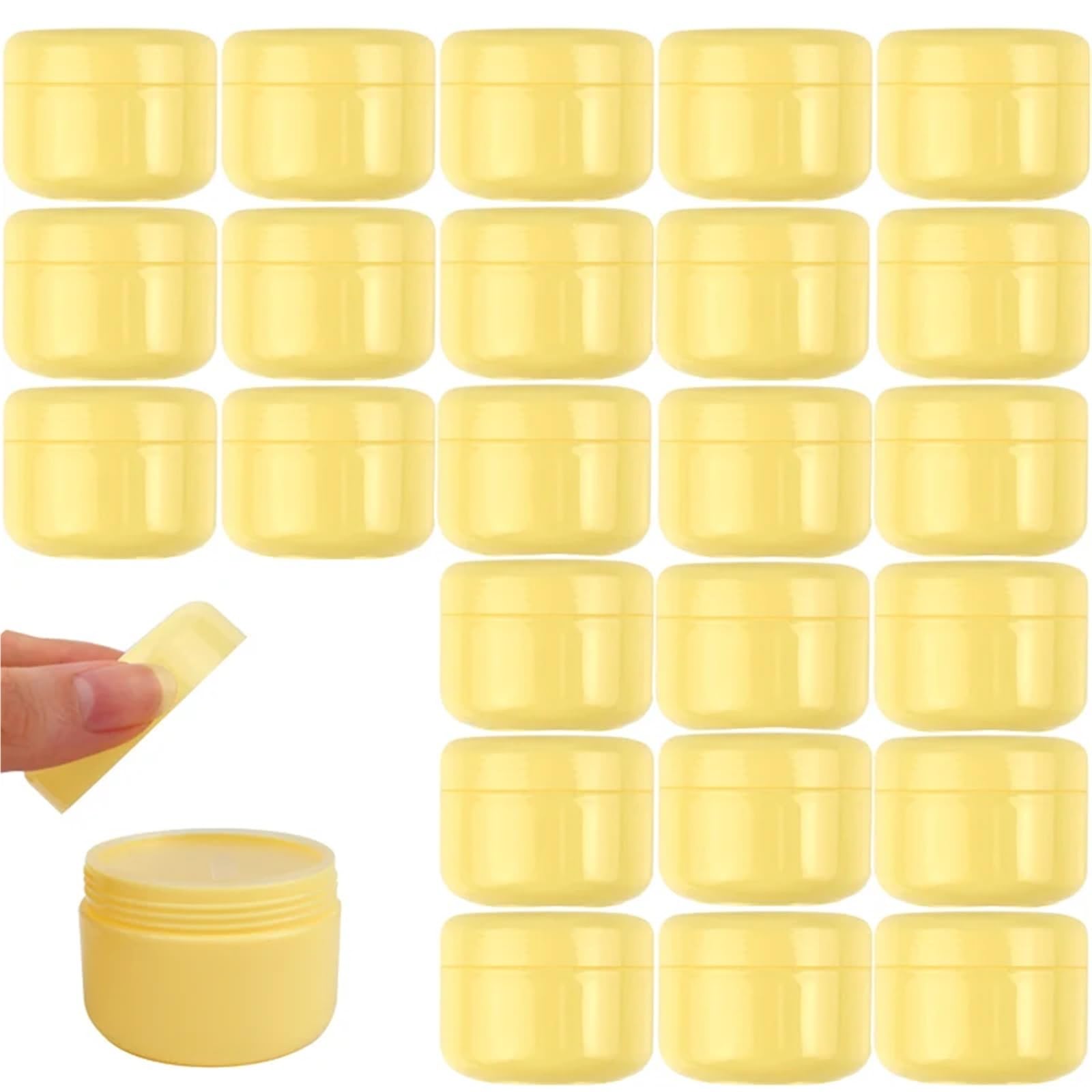 Tarros de cosméticos， 20 piezas 10g/20g/30g/50g/100g frasco de maquillaje vacío bote amarillo botellas de muestra recargables crema facial de viaje loción contenedor cosmético for cremas(100g)