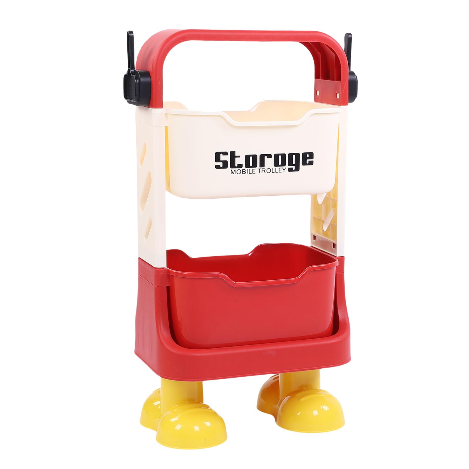 Aramox Carrello Multiuso con Ruote, Simpatico Organizer per Giocattoli e Snack a più Livelli per Casa, Ufficio e Garage con Piedini a Forma di Cartone Animato (2 livelli)