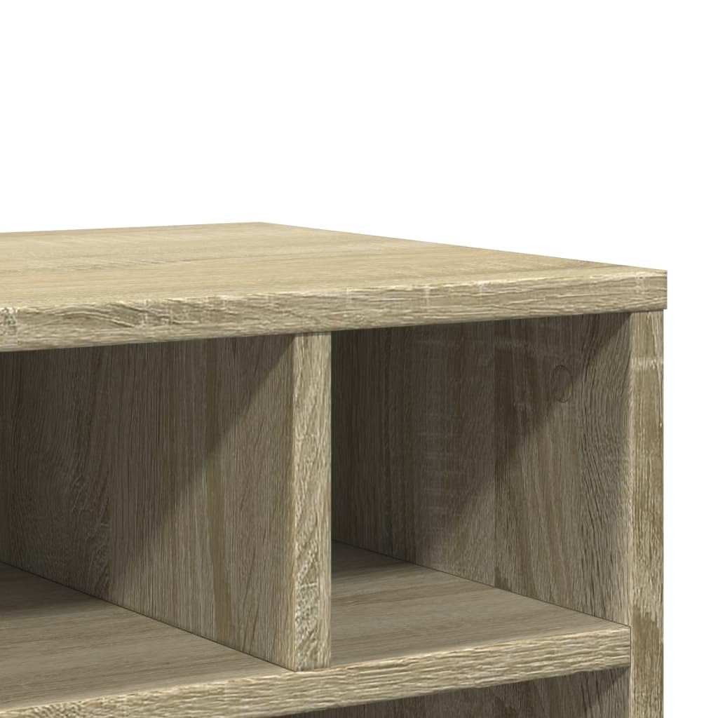 Druckerständer mit Rollen Sonoma-Eiche 41x32x48 cm mobiler Druckertisch mit Stauraum und Ablagefach für Büro Homeoffice Arbeitszimmer als Regal Beistelltisch fahrbar stabil